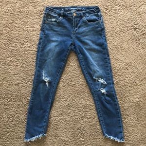 Step Hem Distressed Denim